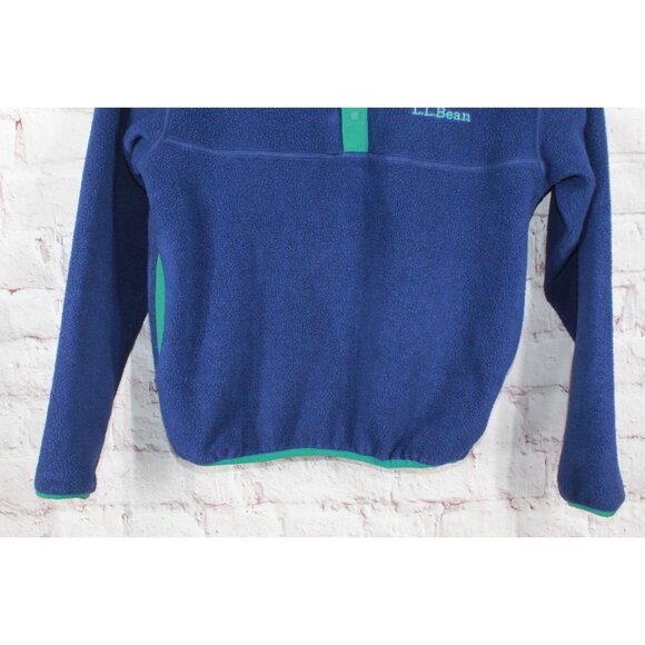 LL Bean Classic Fleece Lightweight Pullover Sweater Polyester Blue Size Small - Picture 7 of 10